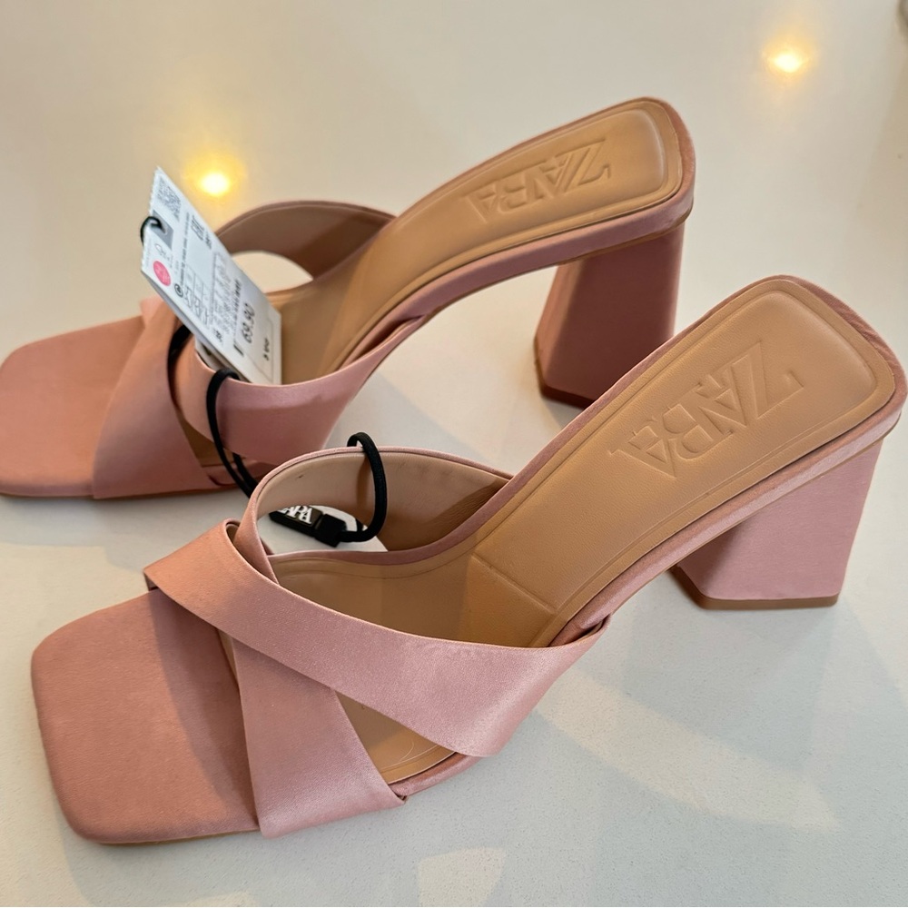 Zara Satin Heels Sandals New 7.5
